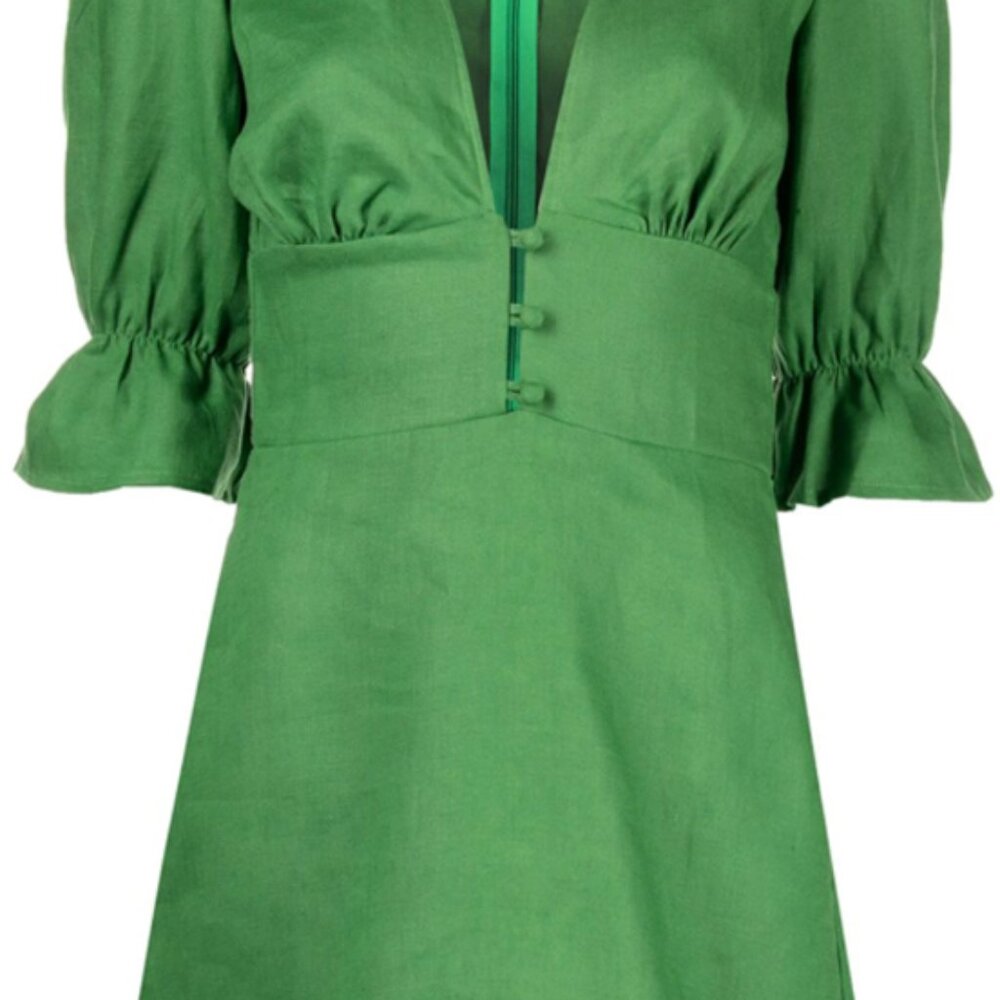 Reformation Simi Linen Dress In Green